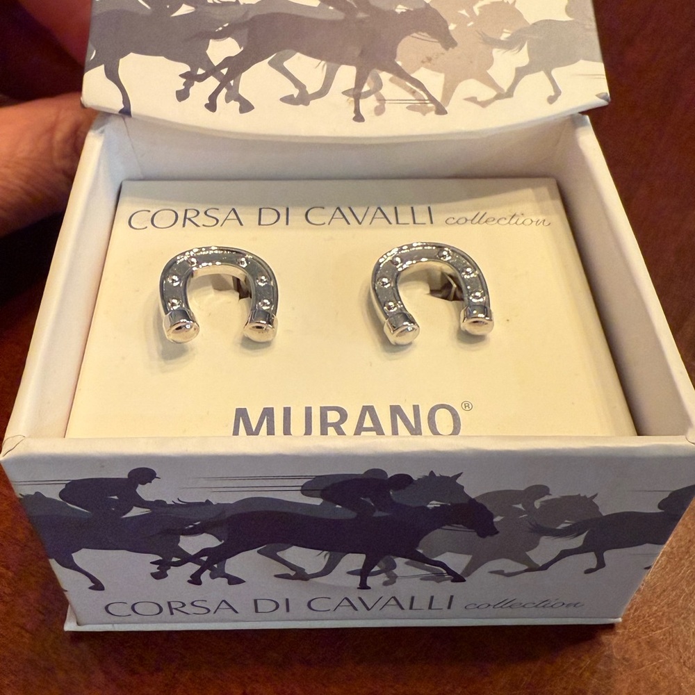 Murano Corsa Di Cavalli Collection Silver Horseshoe Cufflinks